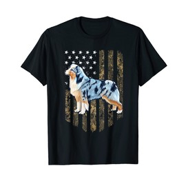 Camo American Flag Miniature American Shepherd 4th Of July T-Shirt for Women Kids Men