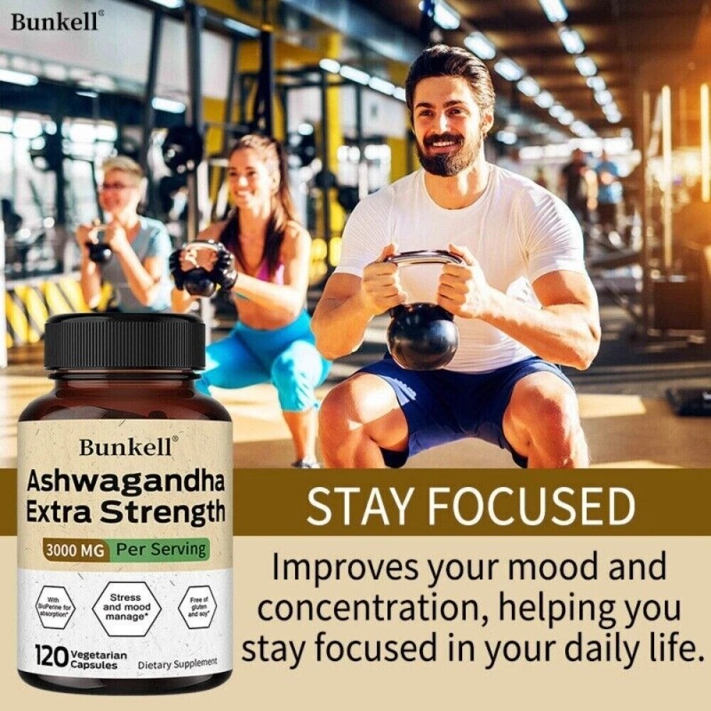 Bunkell Ashwagandha Capsules with BioPerine for Absorption Stress and Mood
