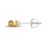 Solid 14K White Gold 3mm Round Natural Citrine November Birthstone