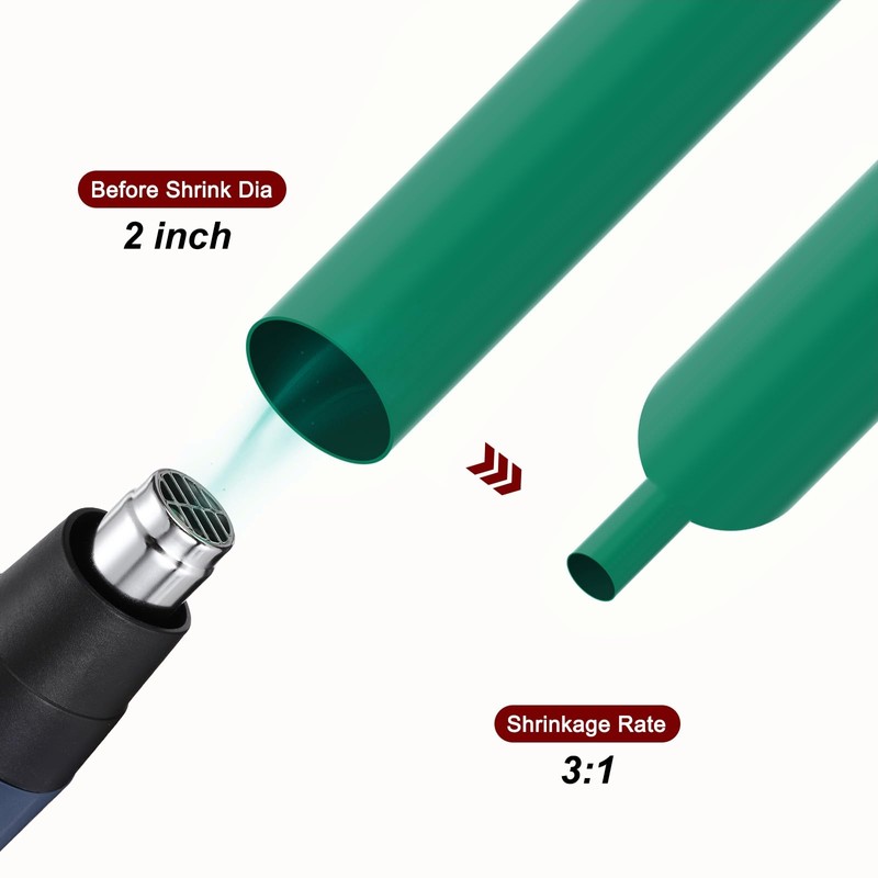 DMiotech Heat Shrink Tube Electrical Insulation Green 2inch Dia 4ft