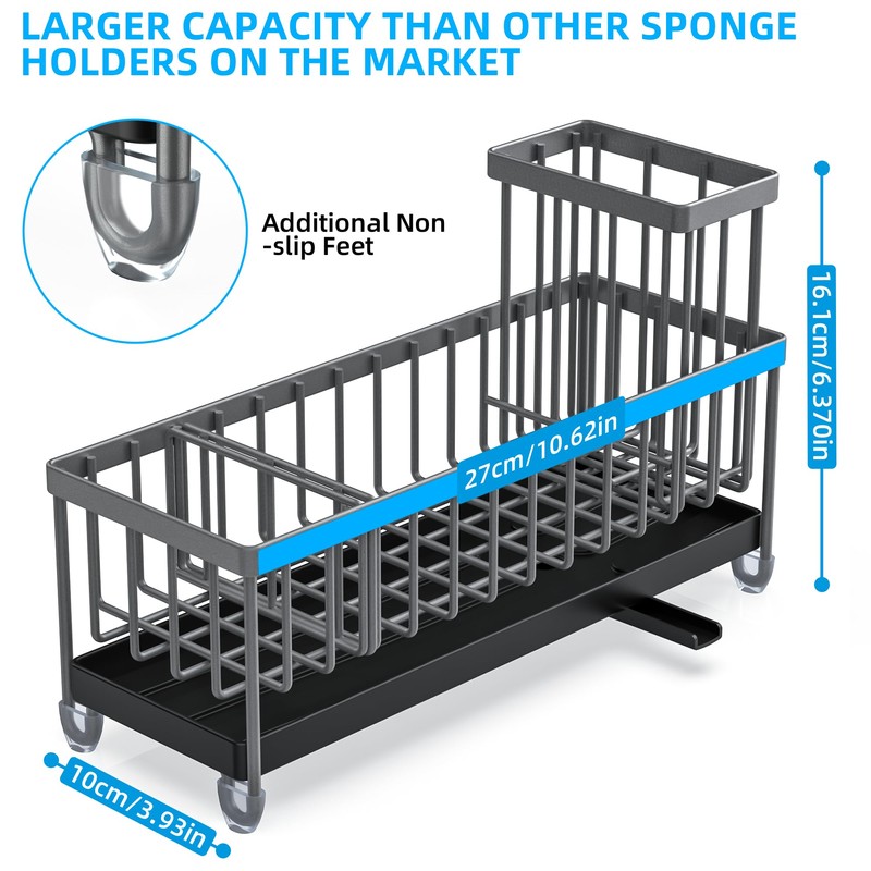 Moforoco Extra Large Sponge Holder for Kitchen Sink Organizer Caddy,