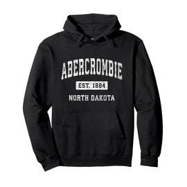 Abercrombie North Dakota ND Sports Design Vintage Style Pullover Hoodie, black