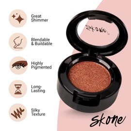 Skone Cosmetics Gems Eye Shadow, Highly Pigmented, Longwear Eye Makeup, Single Eyeshadow with Pro Shimmery Finish - Ultra-Blendable, Slightly Shimmer Shades - Brown Eyeshadow - Chocolate