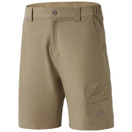 Bassdash FP01M 10.5” Mens Fishing Cargo Shorts Quick Dry UPF 50+ Water Resistant Khaki