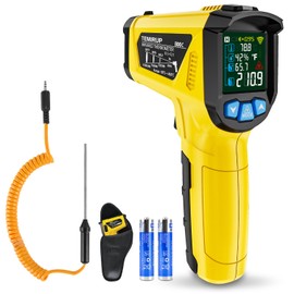 Infrared Thermometer Gun, TEMIRUP Non Contact Digital IR Laser Thermometer Temperature Gun with Probe for Cooking, Pizza Oven, Griddle, Humidity Measurement, Adjustable Emissivity -58°F to 1472°F