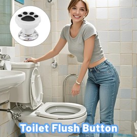 Toilet Flush Button Stickers for Easily Push, 4 pcs Cute Black White Cat Paw Flush Button for Toilet Seat Cabinet Doors Drawers