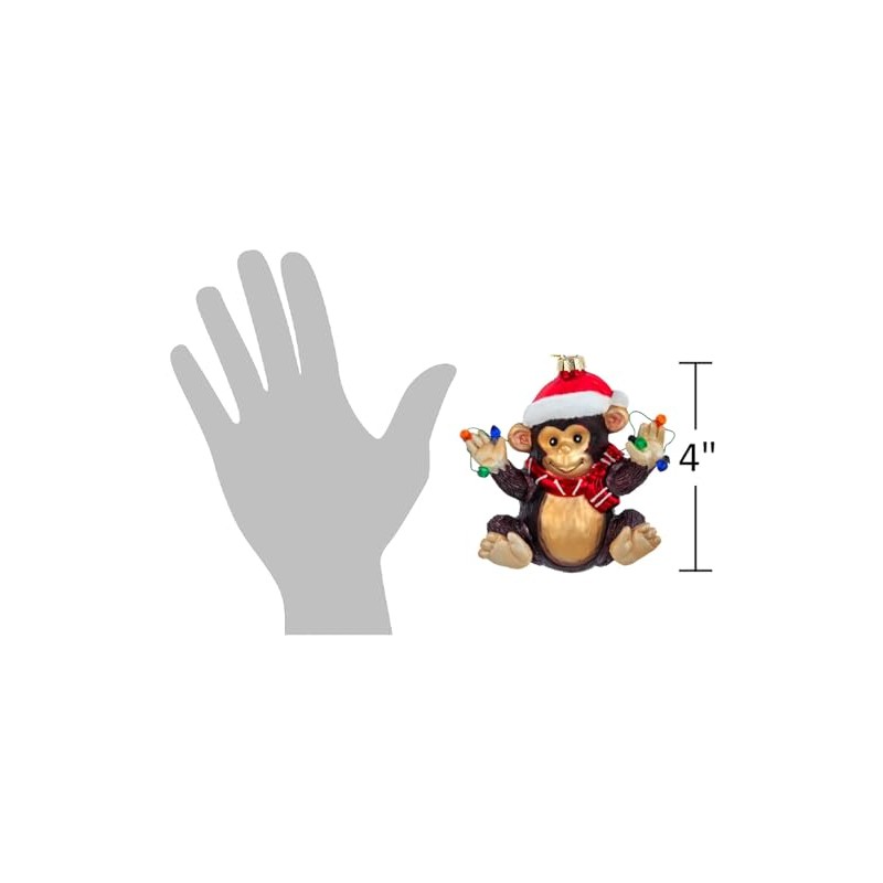 The Bridge Collection Santa Monkey Ornament - 4" Cute and