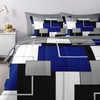 Nesker Comforter Set King Size, Blue Black Geometric 7 Pcs