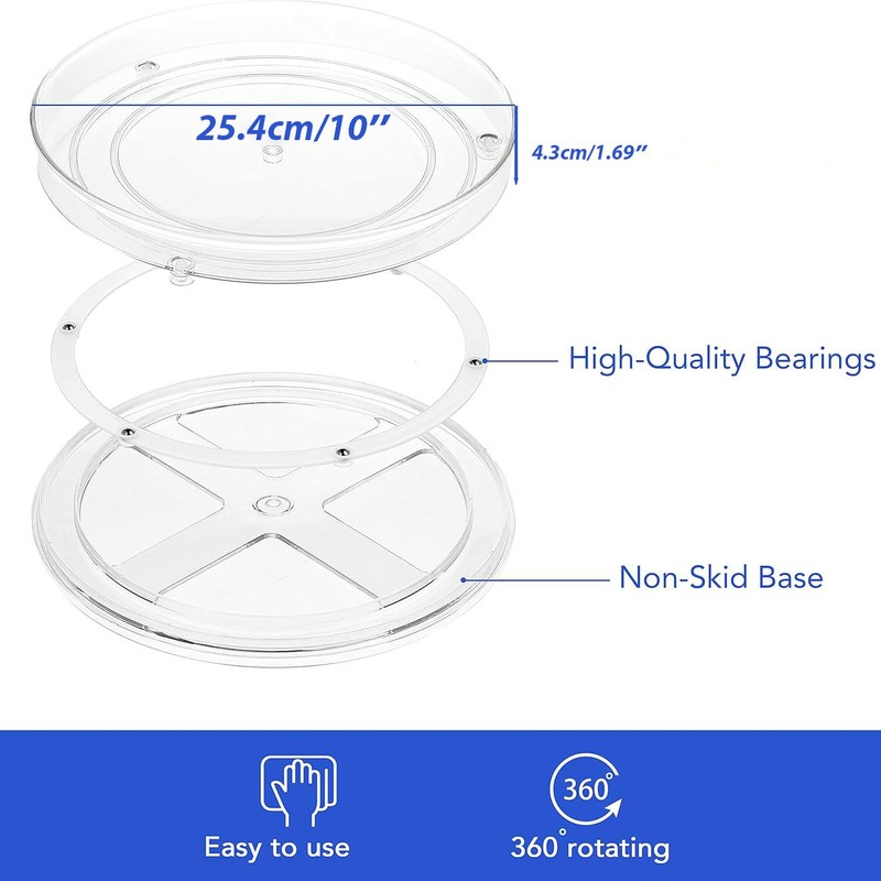2 Pack Lazy Susan Turntable - 360° Spinning Table for