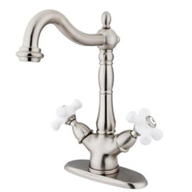 Kingston Brass KS1498PX Heritage 4" Plate Vessel Sink Faucet Without Pop-Up Rod, Brushed Nickel