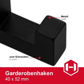 GedoTec® Clothes Hook Set Square Coat Hooks White Coated – Model TETRIS Single Hook + Double Hook Set Wall Hooks Invisible Screwed Brand Quality for Your Living Area