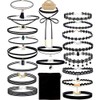 Defrsk 20 Pcs Black Choker Set Classic Choker Necklace Layered