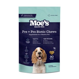 Moe’s Probiotic Chews for Dogs 90ct – Pumpkin Flavor Prebiotics & Probiotics for Gut Health, Digestion, Immunity and Itchy Skin Relief