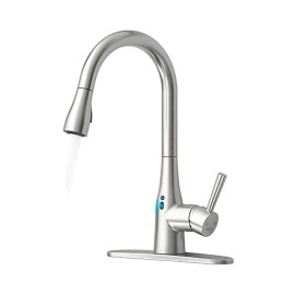 GOESMO Modern Touchless Kitchen Faucet Pull Sprayer Adjustable Water Flow 270 Handle Rotation Magnetic Docking Single HoleColor: Chromed (adapter not included), Surface Finishing: Other