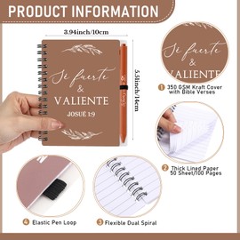 Kosiz 40 Set Spanish Christian Gift Spiral Notebook Bible Ballpoint Pen Religious Scripture Notepad Journal Inspirational Pen Regalos Cristianos En Español Mother Day Gifts for Church (Morandi Color)
