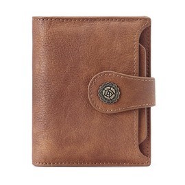 CLUCI Small Wallets for Women RFID Blocking Leather Trifold Compact Credit Card Holder with ID Window Ladies Zipper Coin Purse Brown