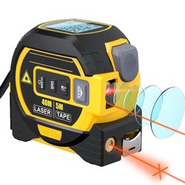 Chamgeco Almighty Ruler Laser Rangefinder, 3-in-1 Infrared Laser Tape Measure, 40M Digital Retractable Laser Measuring Sight with 5M Measuring Tape, Handheld Tape Measure Tool with Large LCD Display