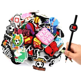 XHAOYEAHX 100PCS Sports Different Pencil Topper Decoations Cute PVC Pencil Toppes Lovely Black Clip Pencil Decoration Accessories for Pupil/Junior Students Gifts Awards