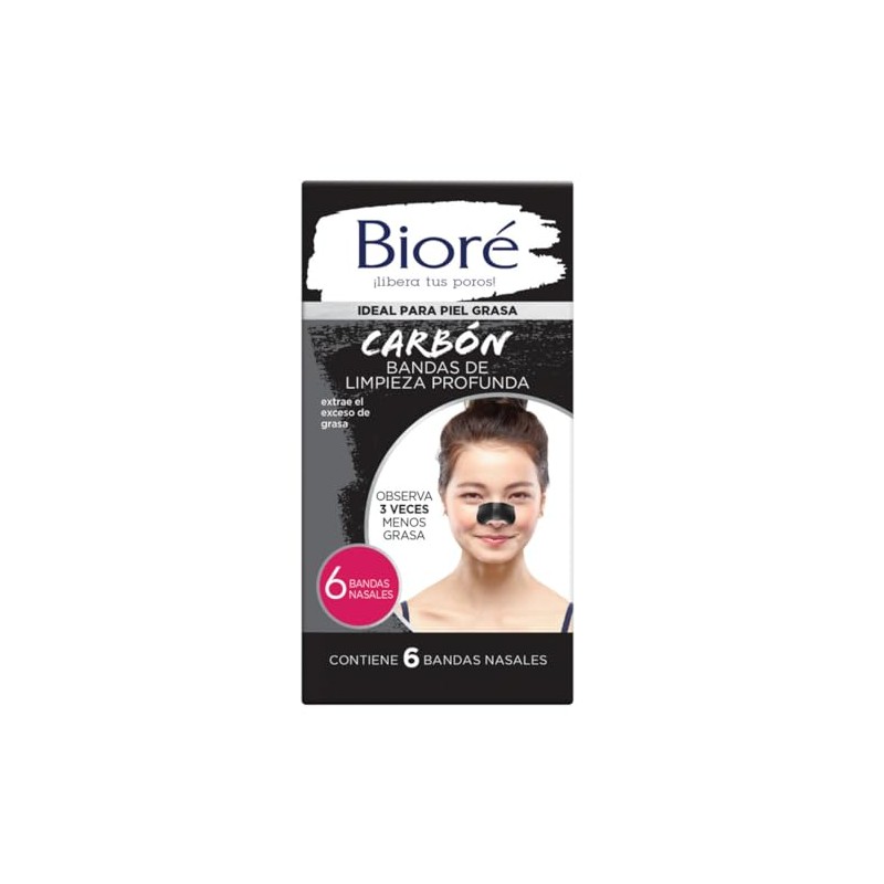 Biore Bandas de Limpieza Profunda con Carbon Natural, 6 Piezas