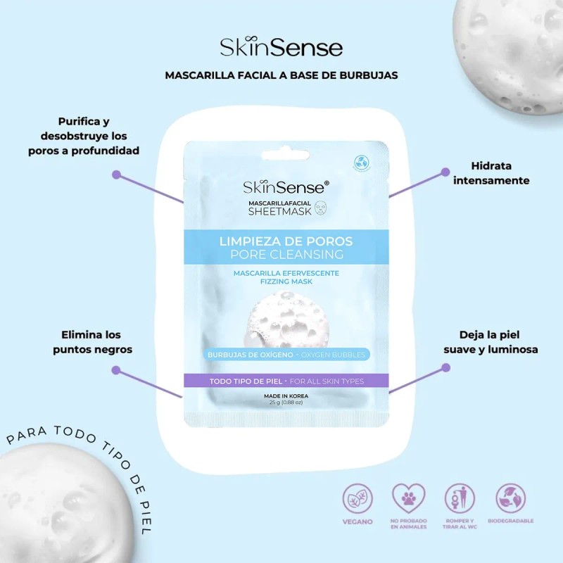 🔥 Skin sense mascarilla facial coreana de tela burbujas oxigen
