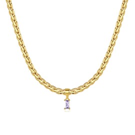 GOGOEY 18K Gold Filled Vintage Choker Necklaces for Women Waterproof Gold Choker Necklace Anti Tarnish Gemstone Zircon Rectangle Pendant Necklace (F-Light Purple)