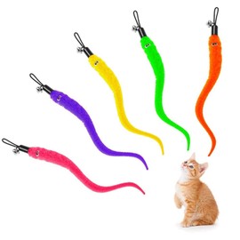 popluxy Cat Caterpillar Feather Toy, Cat Toy, Natural Bird Wing Stick with Bell, Replacement, Stuffed Animal, Cat Favor, Pack of 5