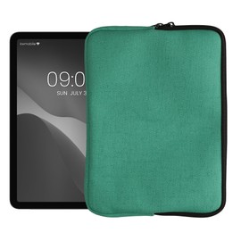kwmobile Case Compatible with 9,7"-11" Tablet Cover - Tablet Sleeve - Protective Canvas 25.6 x 18.1 cm - Petrol