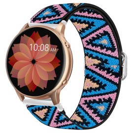 Compatible with TUYOMA Smartwatch Bands,Lamshaw 22mm Stretch Elastics Nylon Adjustable Replacement Strap Accessories for Men & Women Compatible for TUYOMA LW36 Smartwatch-1.32 Inches,Compatible with Truefree Watch GT2/GT1 Smartwatch (Bluepink)