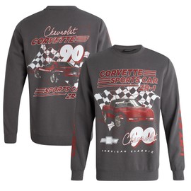 General Motors Men's Sweatshirt - Chevy Corvette Camaro Fleece Crewneck Pullover Graphic Sweatshirt for Men (S-XL), Size Large, Vette Charcoal