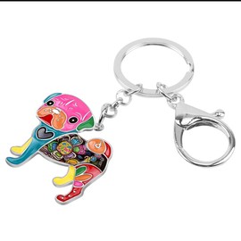 DUOWEI Enamel Rhinestone Pug Dog Keychain Charms Pet Keyring Handbag Novelty Gifts for Women Girls (Rainbow)