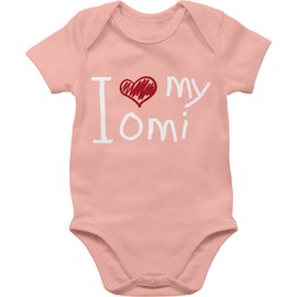 Baby Body Junge Mädchen - Oma - I love my Omi quer weiß - 6/12 Monate - Babyrosa - sachen von strampler