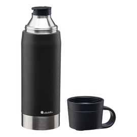 Aladdin CityPark Thermavac Double Glass Steel Thermos Flask 1.1 LT Black 1.1 LT