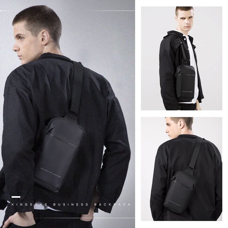 KINGSONS Sling Bag Small Crossbody Backpack for Men Waterproof Chest