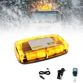 OPL5 Rechargeable Amber Emergency Strobe Light Wireless Battery, 48 LED 17 Flashing Modes, High Low Brightness, Hazard Traffic Lights w/Magnetic Base, Remote Control for Construction Vehicles