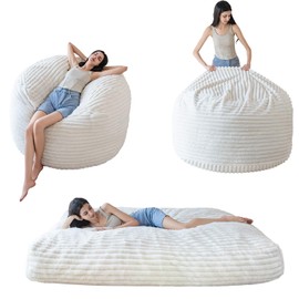 MAXYOYO Giant Bean Bag Chair Bed for Adults, Convertible Beanbag Folds from Lazy Chair to Floor Mattress Bed, Large Floor Sofa Couch, Big Sofa Bed, High-Density Foam Filling, Machine Washable Cover