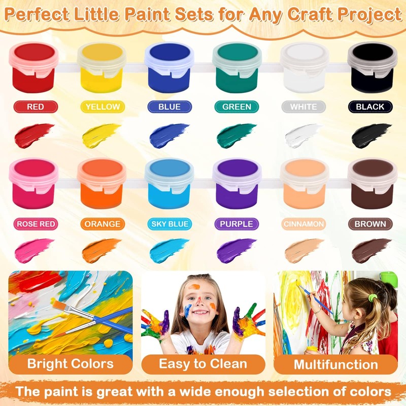 24 PCS Acrylic Paint Set, 2Pack Art Canvas with Easel