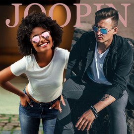 Joopin Polarised Sunglasses Men's Rectangular and Classic Retro Sunglasses Women Large UV400 for Tourism Pack of 2, D03-transparent blue and pink