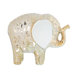Alexandra House Living Decorative White Gold Ceramic Elephant Figurine 17 x 8 x 13 cm