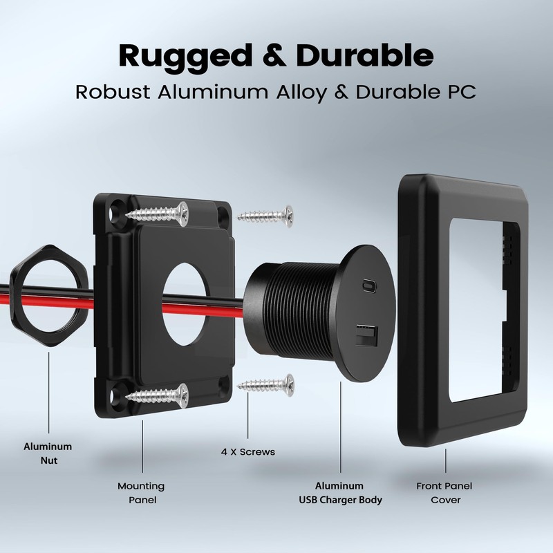RVSPARK RV USB Outlet 12V Wall Mount,PD3.0 24W & QC3.0