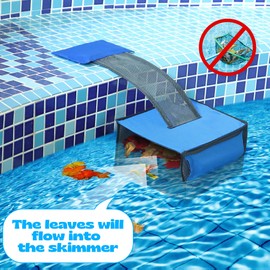 2 IN 1 Pool Leaf Catcher with Animal Saving Escape Ramp, Floating Leaf Net Skimmer Cleaner for Pool Surface Cleaning, Pool Critter Escape Ramp Accessories Above Ground Pool Leaf Skimmer(Classic Style)