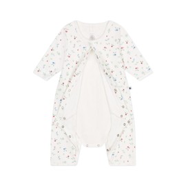 Petit Bateau Baby Girls' Bodyjama, White and multicoloured
