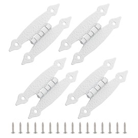 Rierdge 4 Pcs White Flush H-Hinges, Antique H-Shape Hinges for Cabinet Shutter Cupboard