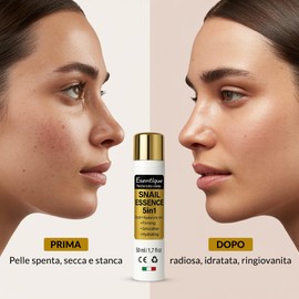 Esentique Snail Essence 5-in-1 Anti-Aging-Gesichtscreme mit Schneckenschleim, Hyaluronsäure, Kollagen, Ceramide und Peptiden – feuchtigkeitsspendend, belebend, regenerierend – Made in Italy – 50 ml