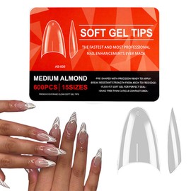 XFSRG Set of 600 Nail Tips, Half Cover Nail Tips, 12 Sizes, Clear Nail Tips, Almond T Short Artificial Fake Nails, French Fake Nail Tip for Nail Salons, Art, DIY Nail Extension (A)