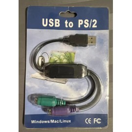 CablesOnline Black USB to Dual PS/2 Keyboard/Mouse Converter Cable Active Adapter, USB-2PS2B