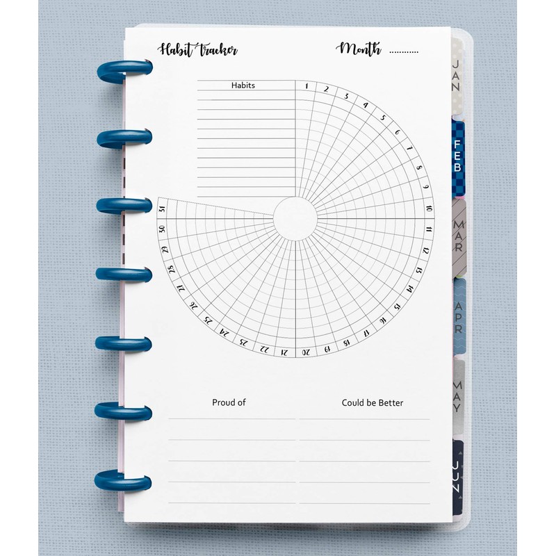 Habit Tracker Inserts for 9-Disc Planners (7 x 9.25 inches),