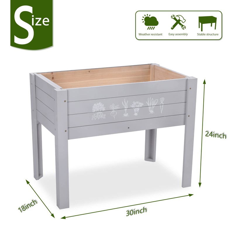 Chonsun Kids Raised Garden Bed 30 x 24 x 18