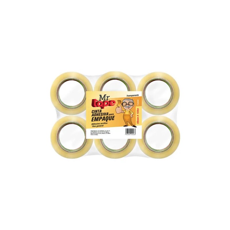 Cinta Adhesiva Acrílica Transparente Mr Tape 48mmx150m Pack 6 para