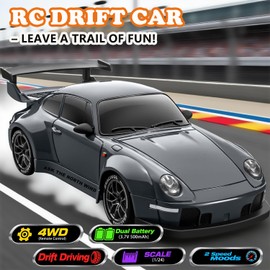 PIWIJOY RC Drift Car, 1:24 Scale Remote Control Vehicle with LED Lights,Drifting Tires＆Two Batteries, Racing Sports Toy Idea Gift for Adults Boys Girls and Kids