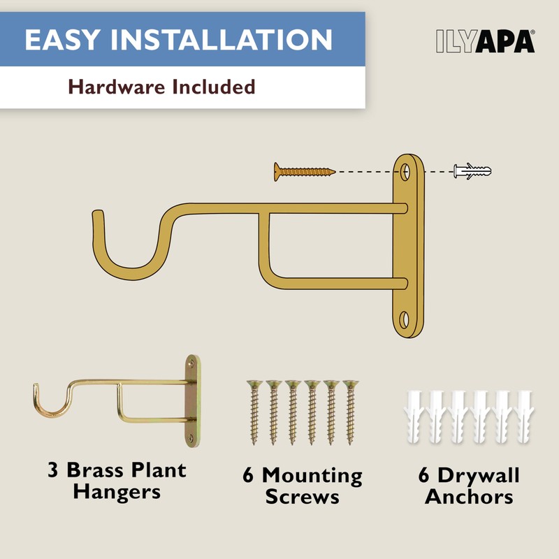 Ilyapa 3 Pack Metal Wall Plant Hangers - 7 Inch